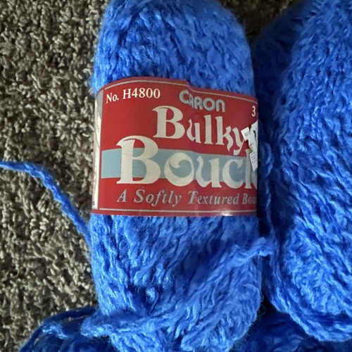 Lot of 4 VNTG Caron Bulky Boucle Yarn H4800 3OZ 100% Blue - Picture 2 of 4