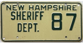 99 CENT SALE 1966 1967 New Hampshire SHERIFF DEPT License Plate #87 No Reserve