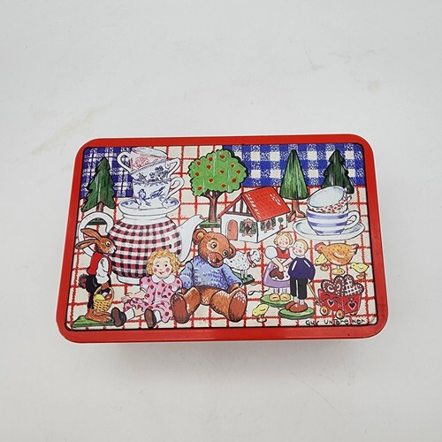 Vintage Guy Untereiner Tin Box Canister Hinged Farm Picnic Art Rustic 4.5x7x3