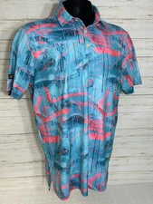 Sunday Swagger Men's Performance PINK BLUE Stretch Golf Polo Shirt Size LARGE