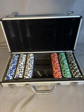 Tournament Pro Series Poker Set Aluminum Case Hologram Chips Texas Hold Em Y2K