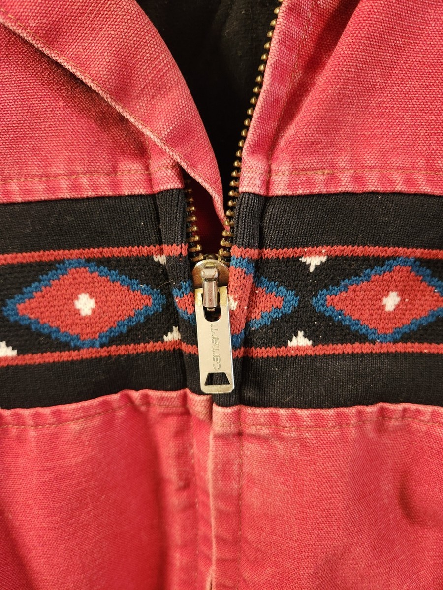 vintage 90s Carhartt Santa Fe Aztec Jacket in Red Size Med RARE | eBay