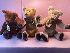 Boyds Bear TF Wuzzies 5  Jointed Fuzzy Grey , Brown And Tan. Lot Of 3 W/Tags H2 
