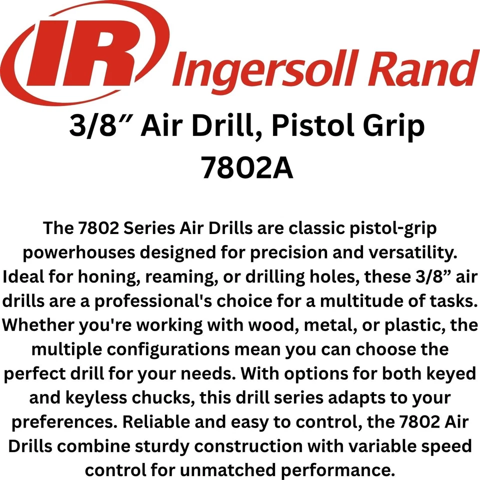 Brand New Ingersoll Rand 7802A 3/8” Air Drill Tool - Image 2 of 4