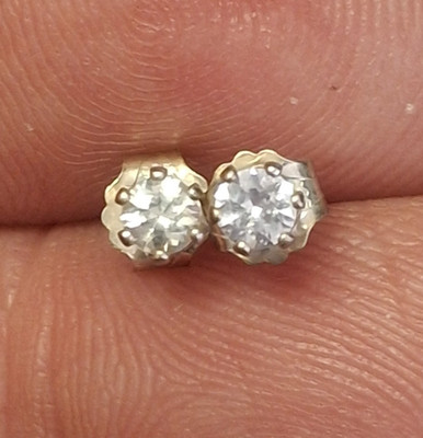 3 mm White  Natural earth-mined Sapphire Studs In Sterling Silver.