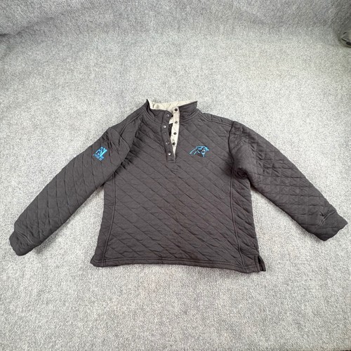 NFL Carolina Panthers Quilted Pullover Womens L Black PSL Owner Snap Neck