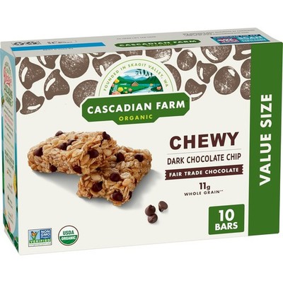Cascadian Farm Organic Chewy Granola Bars, Dark Chocolate Chip, Value Size, 10 B
