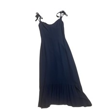 Reformation Maxi Dress Tie Strap Smocked Bodice Black Dress Size 10