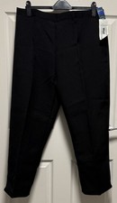 Ladies Cropped Trousers 22 Black Elastic Waist BNWT