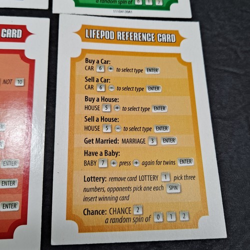 2007 Game of Life Twists & Turns Game 4 Lifepod Reference Cards Replacements - Picture 5 of 10
