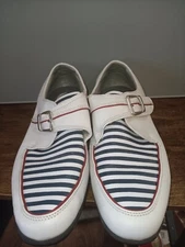 FootJoy golf shoes tailored collection white w/ blue and white stripes US 9M