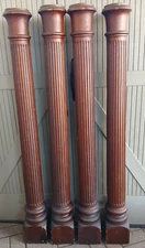 Set of (4) Antique 54-1/4" Architectural Salvage Solid Wood Corinthian Columns