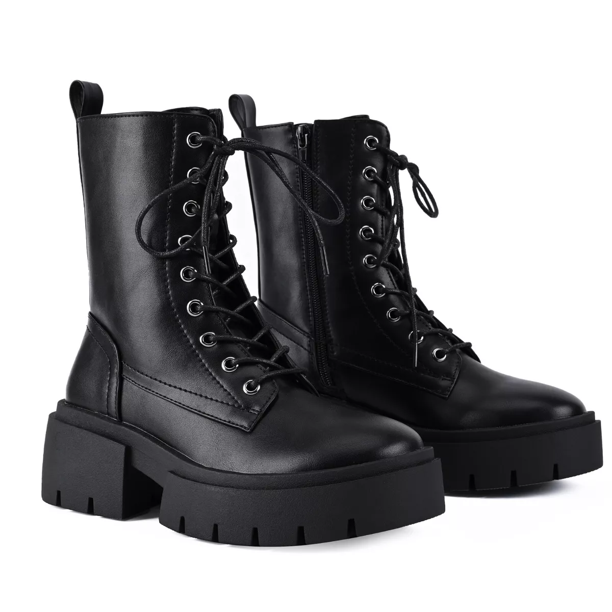 Ladies black military boots cheap
