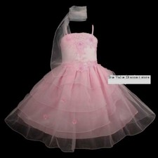 Dress Kids party Pageant bridesmaid, wedding, gown Lot of 4 pink, white new