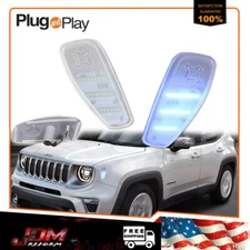For 2015-up Jeep Renegade Clear Ice Blue LED Side Marker Lights Fender Lamps 2X