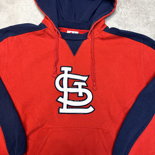 Majestic ST Louis Cardinals Hoodie Mens Large Y2K Pull Over Sweatshirt, Red - Picture 4 of 9