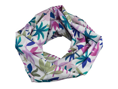 Damen-Loopschal Palm Haven Palmen weiß pink bunt ca. 25 x 140 cm -100% Baumwolle