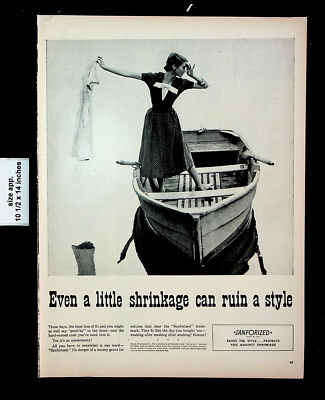 1955 Sanforized Clothing Fabric Shrink Woman Boat Dress Vintage 