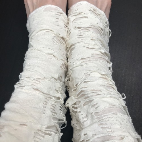 Mummy Costume Knee Socks White Leg Warmers Ghost Ripped Bandage Leg Wraps Covers - Picture 5 of 5