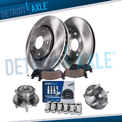 Front Brake Rotor & Brake Pad Wheel Hub w/12pc Lugnut for Durango Grand Cherokee