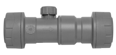 Polyplumb 15mm Doppelrückschlagventil mit Ablauf. Polypipe Push Fit DCV PB3715.