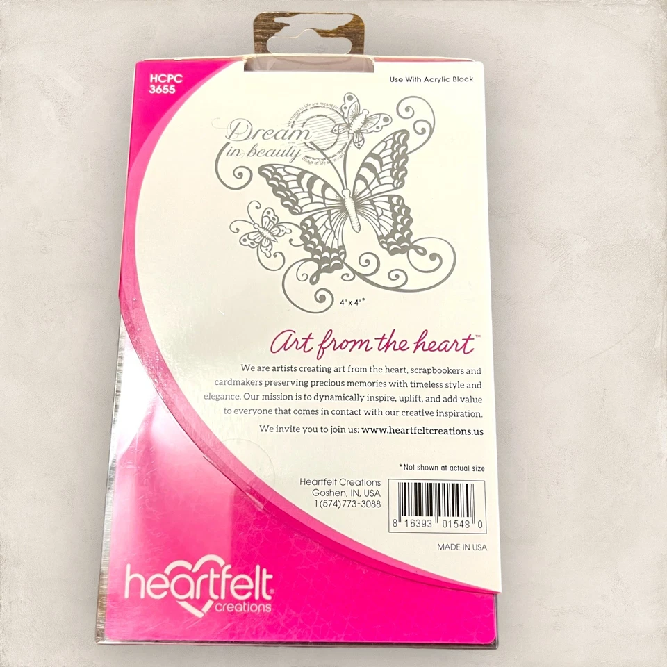 Carimbo de borracha grande Heartfelt Creations Scrapbooking - Dream in Beauty borboleta - Imagem 2 de 4