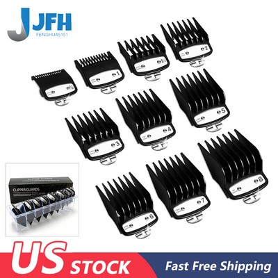 10PCS Hair Clipper Guards Cutting Guides 1/16'' to 1'' for Wahl, with Metal Clip