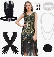 Women 1920's Flapper Dress Great Gatsby Costume Sequin Size M