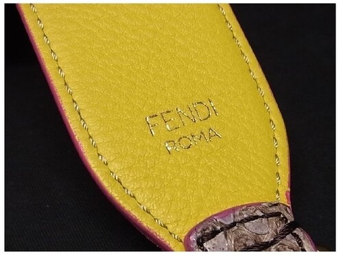 Fendi Bag Accessory Shoulder Strap AQ2621 Brown Yellow Pink Python Leather - Picture 4 of 4