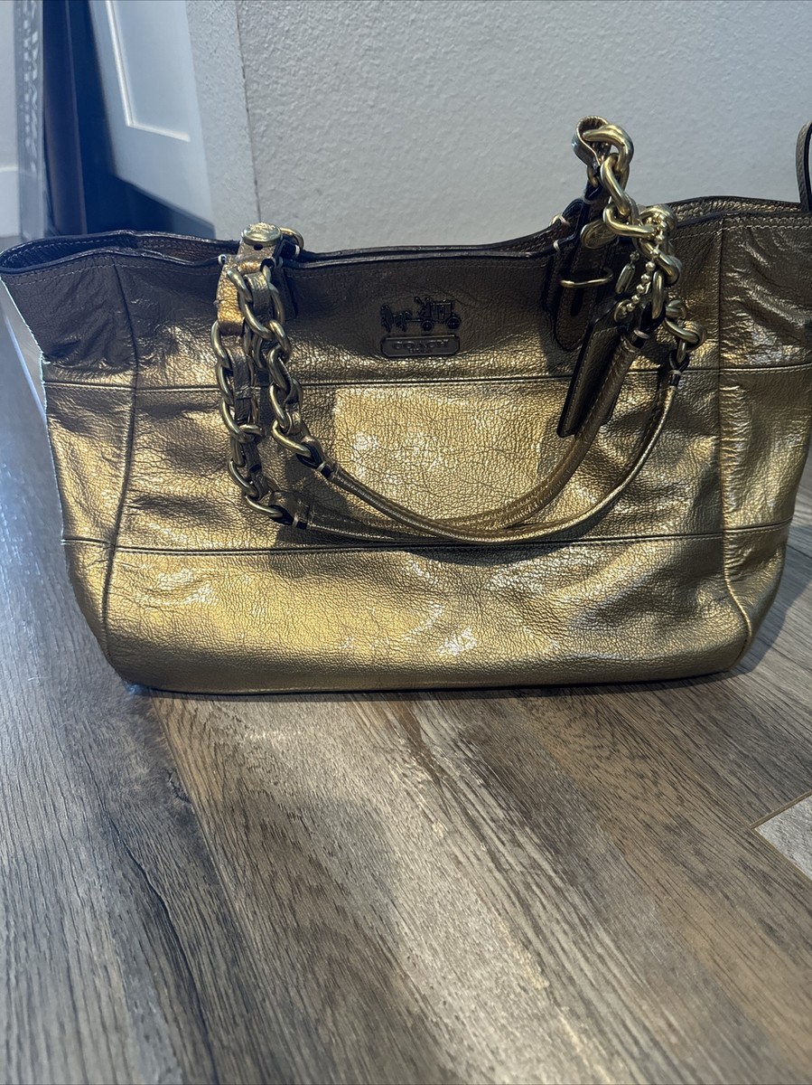 Rare Coach Signature Metallic Gold Handbag Purse | eBay