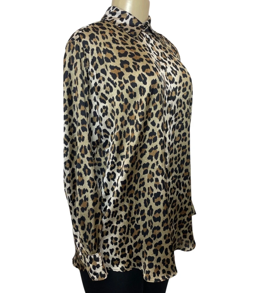 Blusa Camisa Zara Negra Estampado Leopardo Manga Larga Con Botones Moda Mujeres Talla S Foto 2 de 4
