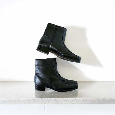 Drexlite Men Shoes Sz 9 EEE Black Faux Leather Dress Boots Ankle Booti G2U