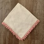 Vintage Handkerchief Pink White Pure Irish Linen Made In Ireland NWT