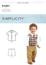 Simplicity R10891 Vest, Shirt, Shorts, Pants, Tie, Pocket Square Sz XXS-L S9194
