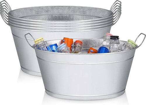 Rust-Resistant 6-Gallon Galvanized Beverage Tub - Ideal for BBQs & Weddings - 第 3/9 張圖片