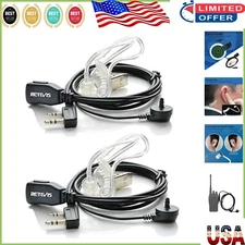 Comfortable Walkie Talkie Earpiece with Clear Mic & Tangle-Free Cable - 2 Count