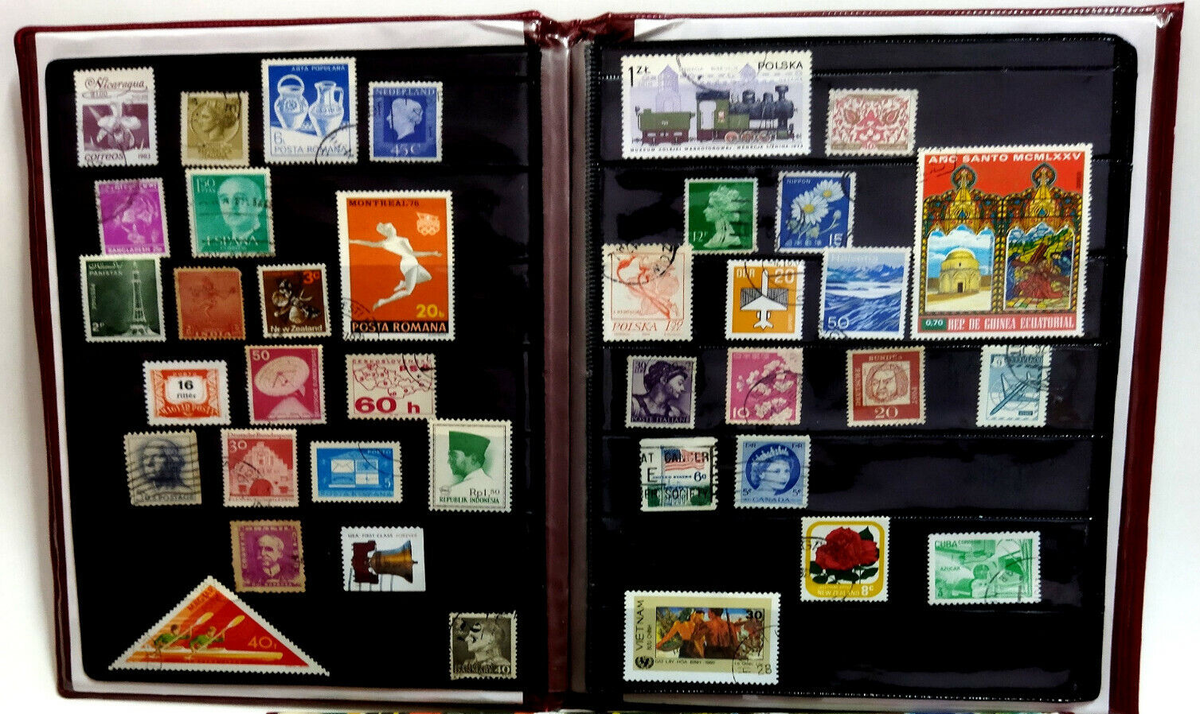 Premier Stamp Album stock Book 8 pages + 200 PCS Different