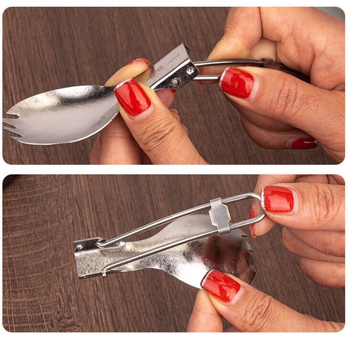 TiTo Folding Titanium Fork Spoon Camping Ice flower Folding Spork Tableware - Picture 18 of 40