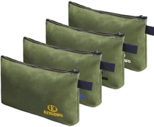 4 Pack Upgrade Zipper Canvas Tool Pouch, 20 Oz Heavy Duty Tool Bag, Water Resist
