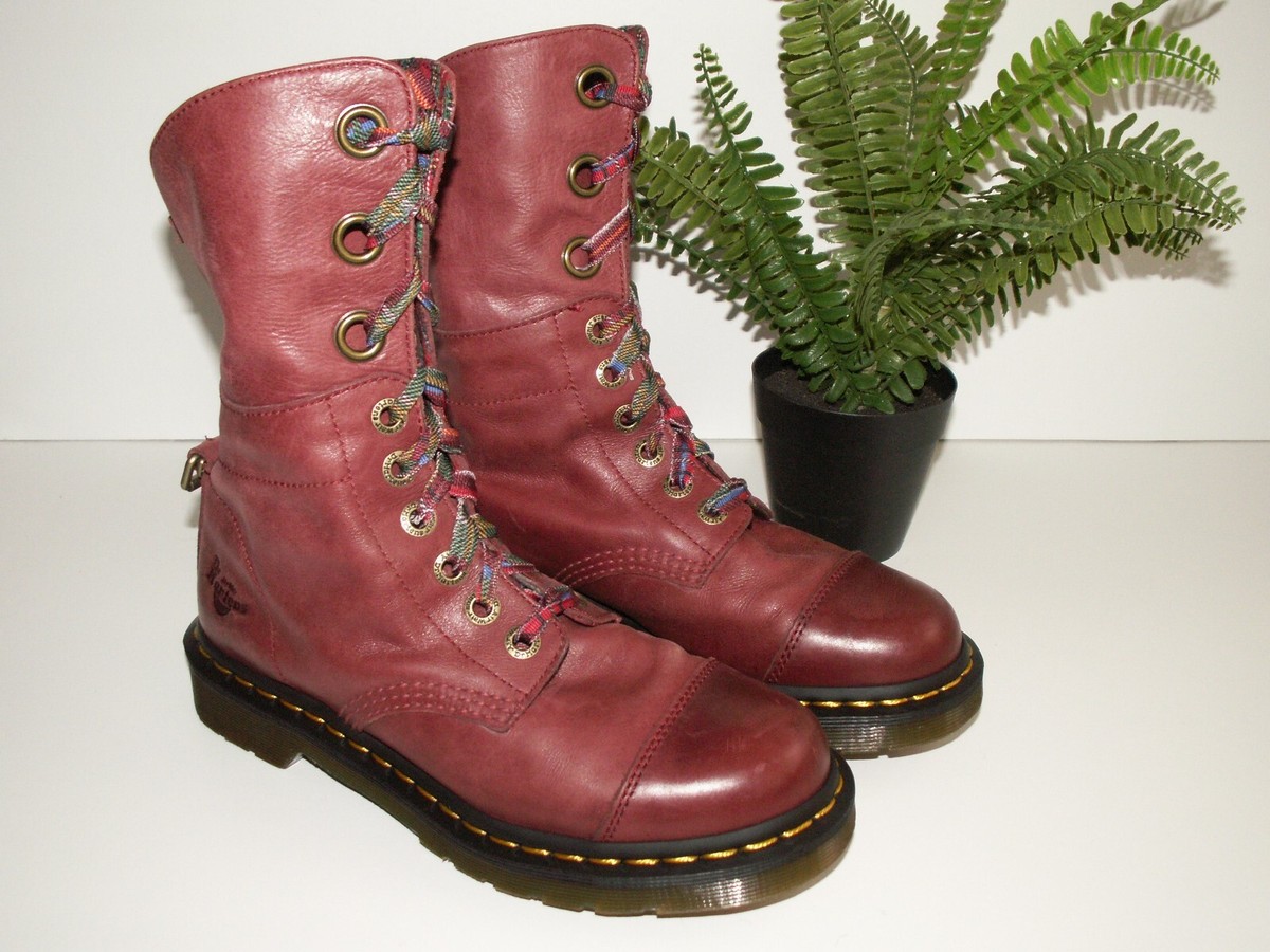 Dr Martens triumph AIMILIE fold over leather biker boots tartan lined UK  EU 38