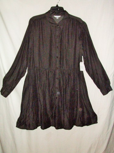 Time & Tru Black Long Sleeve Knee Length Shirt Dress Size 2XL (20W) New ~j2