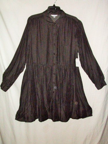 Time & Tru Black Long Sleeve Knee Length Shirt Dress Size 2XL (20W) New ~j2 - Picture 1 of 12