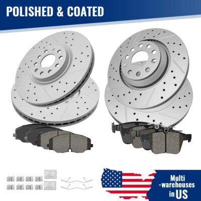 Front &Rear Drilled Brake Rotors+Ceramic Pads for VW Atlas Cross Sport 2018-2023