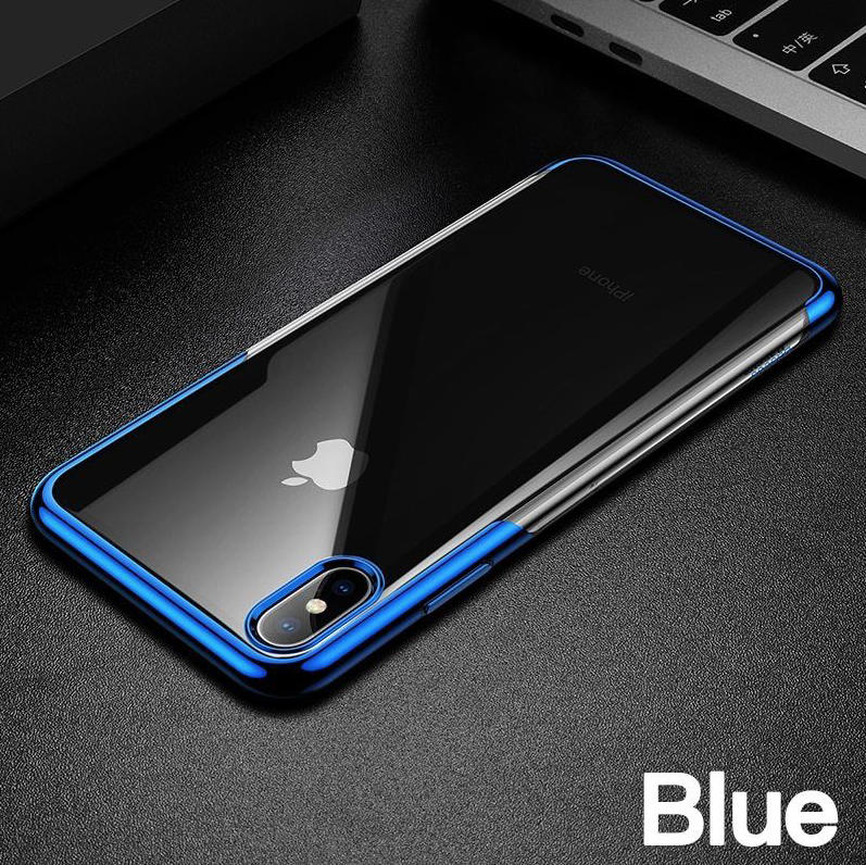 Phone Case Hard for iPhone XS BLUE Clear Luxury PC Plating