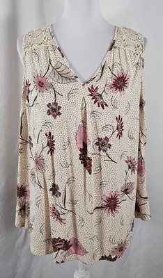 Daniel Rainn Womens Pullover Top Sleeveless Ivory Pink Red Black Lace Rayon 1X