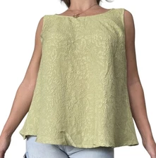 CITRON Santa Monica 100% Silk Sleeveless Tank Top Blouse Womens Small Shell Sage