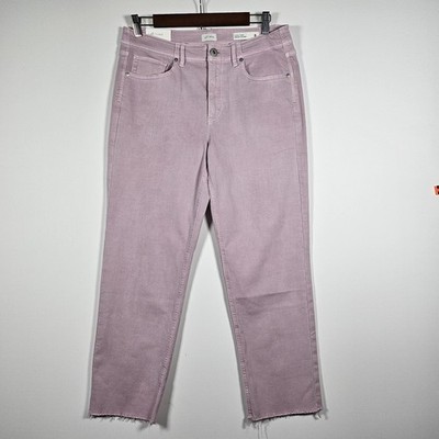 NWT J Jill Women Denim Sz 8 HighRise Straight-Leg Crop Raw Hem Stretch Lt Lilac 