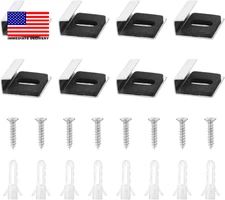 Metal Mirror Clips, 8Pcs Metal Mirror Holder Kit with Screws Rubber Pads Mirror