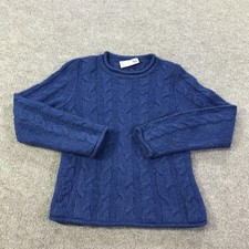 Alpaca Direct Sweater Kids Small Blue Cable Knit Pullover Cozy Soft Fuzzy