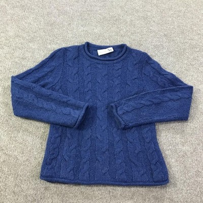 Alpaca Direct Sweater Kids Small Blue Cable Knit Pullover Cozy Soft Fuzzy